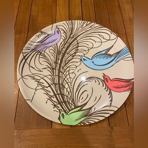 Whimsical Bird &  Feather Serving Tray Platter